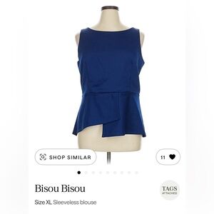 Bisou Bisou Navy Sleeveless Blouse (free shipping)